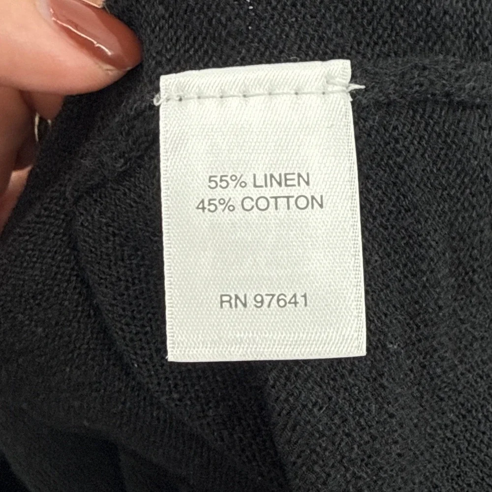 J.Jill Black 3/4 Sleeve‎ Linen Cotton Blend Knit Sweater Top Womens Size Small